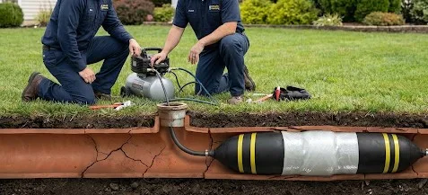 Miracle Plumbing crew performing CIPP trenchless pipe lining in Cook County Illinois